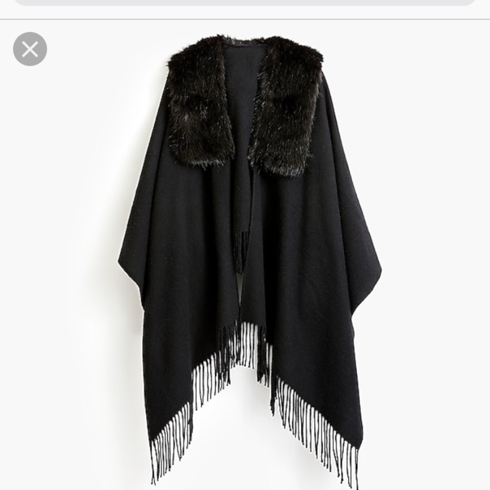 J Crew Faux Shearling Poncho